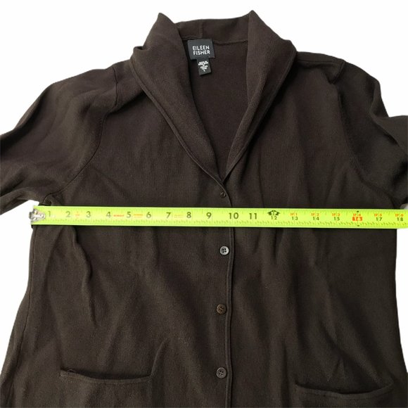 Eileen Fisher Button Up Cardigan Sweater Shawl Collar Women's Large. Dark Brown - Picture 4 of 8